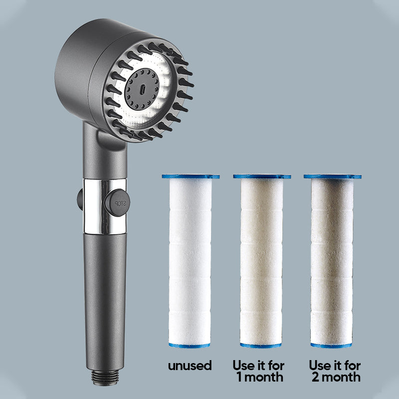 High-Pressure Single-Button Handheld Shower Head (No-Drill Mount)