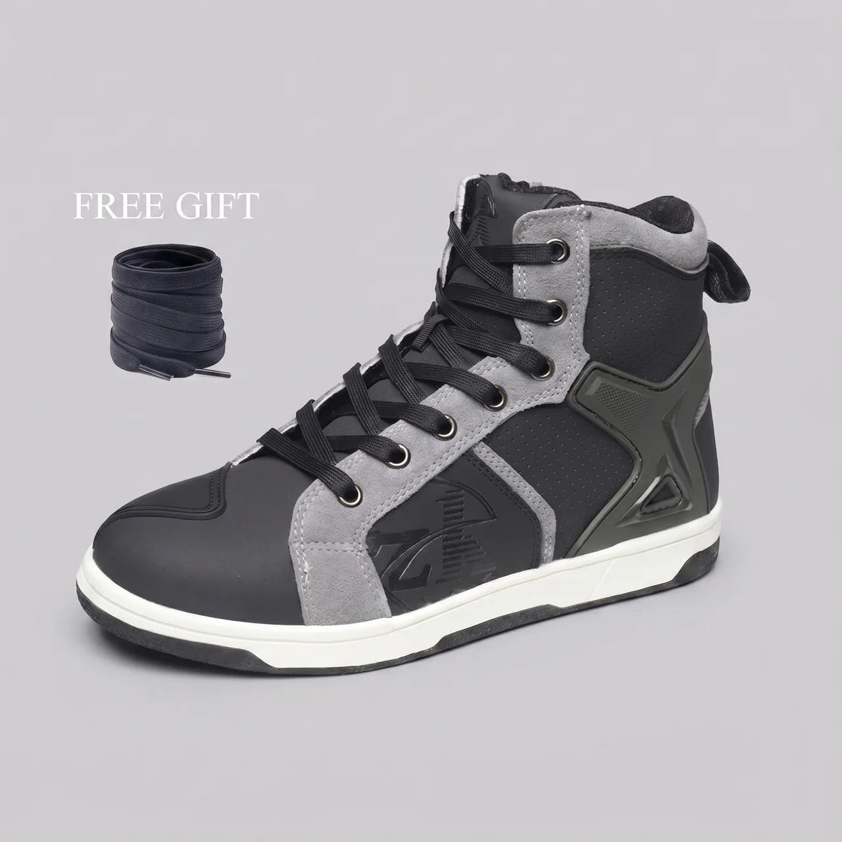 High-Top Sneakers Microfiber Leather Breathable Mesh Non-Slip Rubber Outsole
