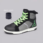 High-Top Sneakers Microfiber Leather Breathable Mesh Non-Slip Rubber Outsole