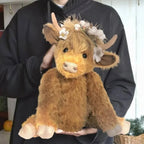 Highland Cow Figurine Handcrafted Floral Crown