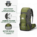 Hiking Backpack 50L Breathable Back Support & Shoe Compartment