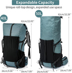 Hiking Backpack 50L Water-Resistant Breathable Back Support
