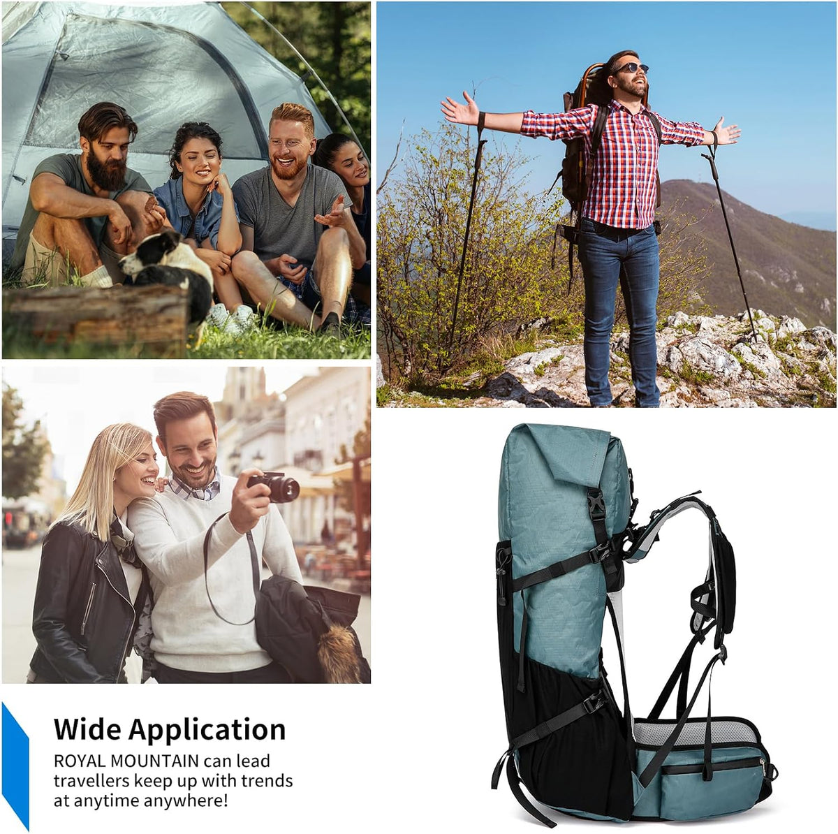 Hiking Backpack 50L Water-Resistant Breathable Back Support