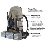Hiking Backpack 70L Durable Nylon Softback