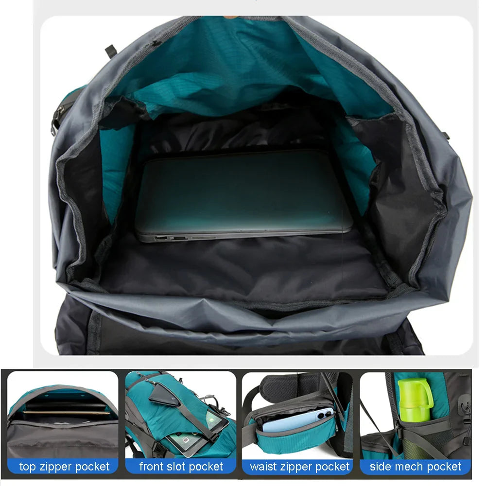 Hiking Backpack 70L Waterproof Rain Cover