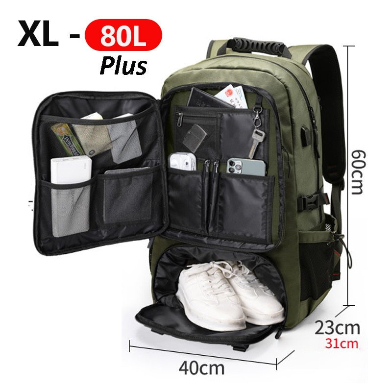 Hiking Backpack Large Capacity Water-Resistant Padded Back Panel
