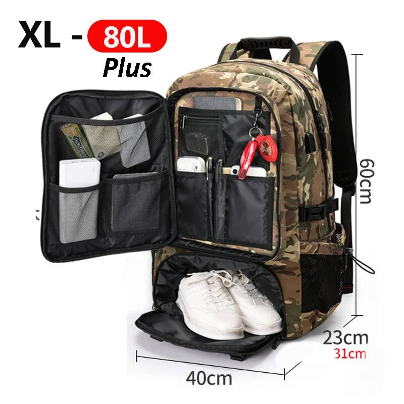 Hiking Backpack Water-Resistant Padded Back & Waist Belt