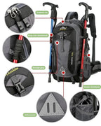 Hiking Backpack Waterproof 40L Ergonomic Back Panel