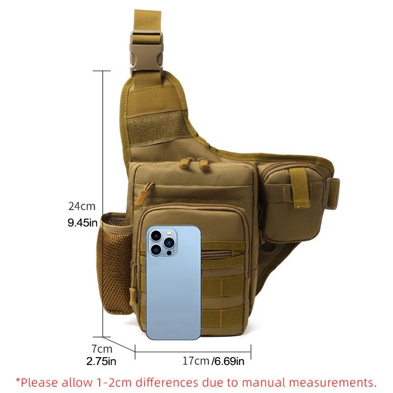 Hiking Chest Bag Water-Resistant 600D Oxford MOLLE & Mesh