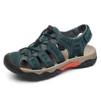 Hiking Sandals Genuine Leather Elastic Slip-On Rubber Sole