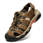 Hiking Sandals Genuine Leather Elastic Slip-On Rubber Sole