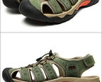 Hiking Sandals Genuine Leather Elastic Slip-On Rubber Sole
