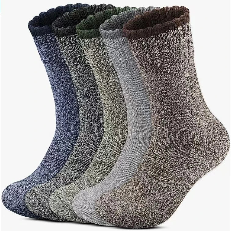 Hiking Socks Merino Wool Thick Cushioning Set of 5