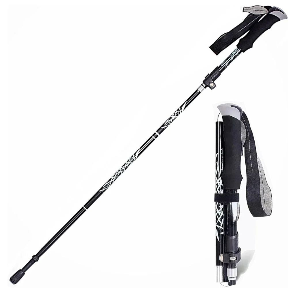 Hiking Stick Quick-Fold Alloy Steel Shock-Absorbing Grip