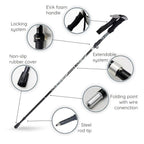 Hiking Stick Quick-Fold Alloy Steel Shock-Absorbing Grip