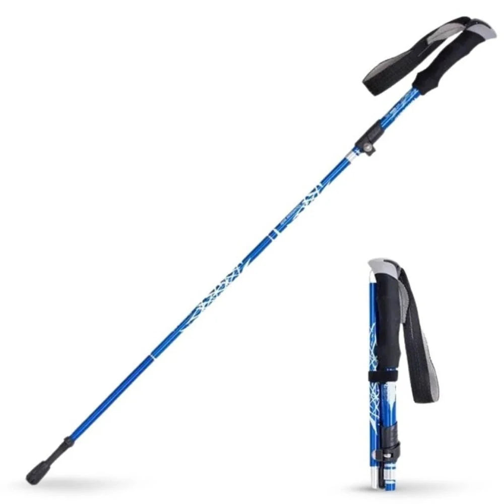 Hiking Stick Quick-Fold Alloy Steel Shock-Absorbing Grip