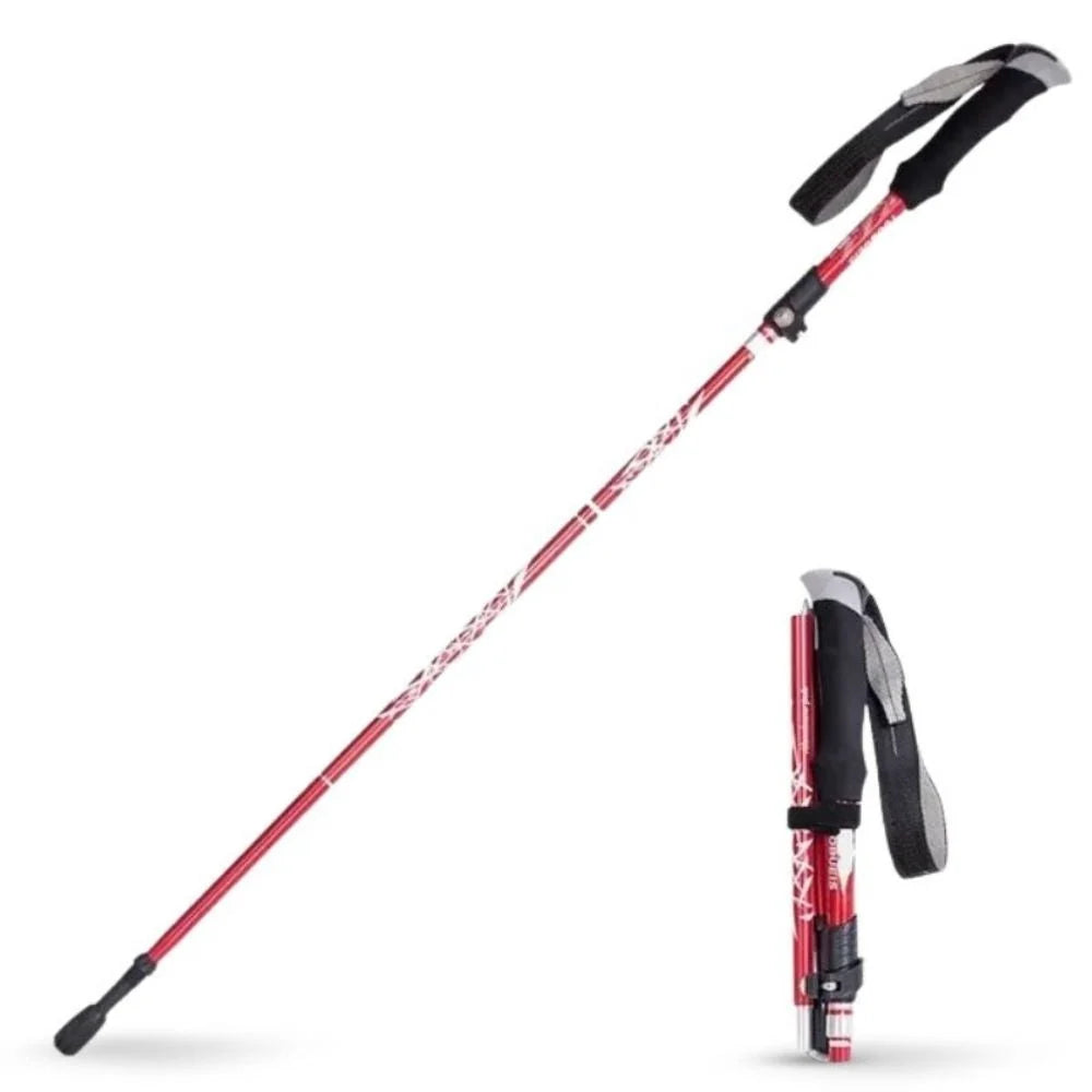Hiking Stick Quick-Fold Alloy Steel Shock-Absorbing Grip