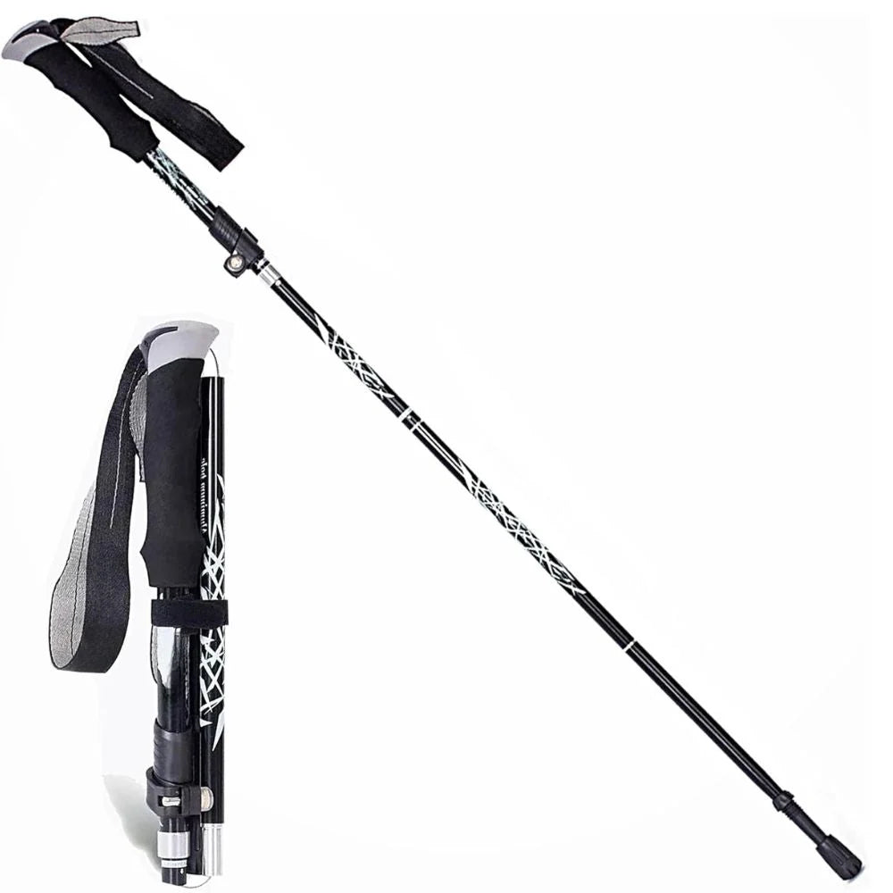 Hiking Stick Quick-Fold Alloy Steel Shock-Absorbing Grip
