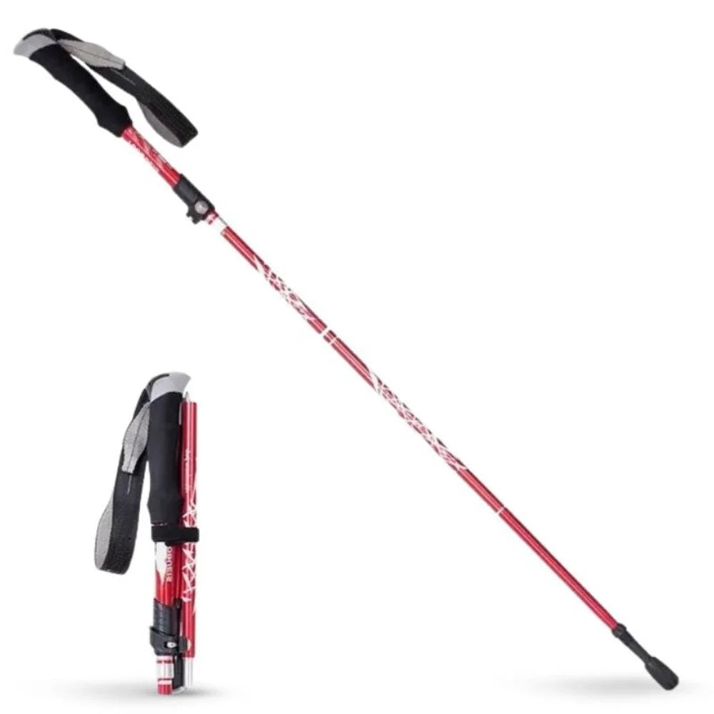 Hiking Stick Quick-Fold Alloy Steel Shock-Absorbing Grip
