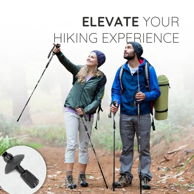 Hiking Stick Quick-Fold Alloy Steel Shock-Absorbing Grip