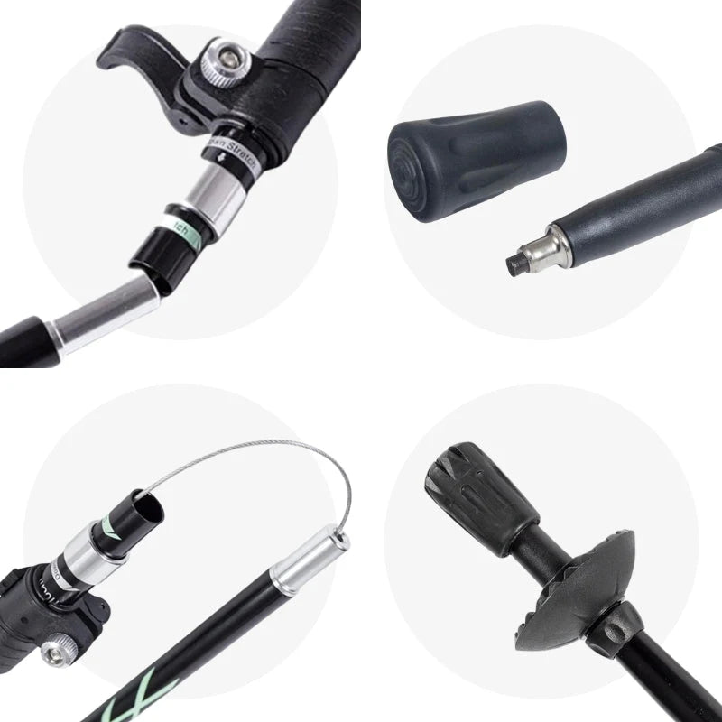 Hiking Stick Quick-Fold Alloy Steel Shock-Absorbing Grip