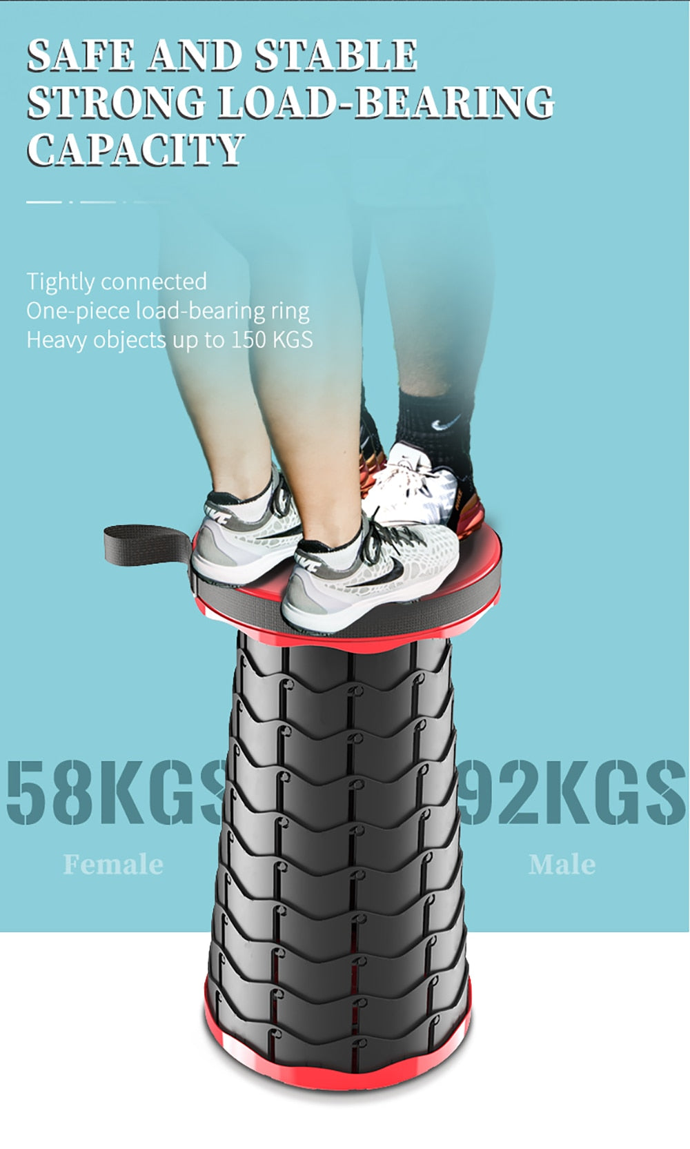 Hiking Stool Foldable Adjustable Lightweight Shoulder Strap