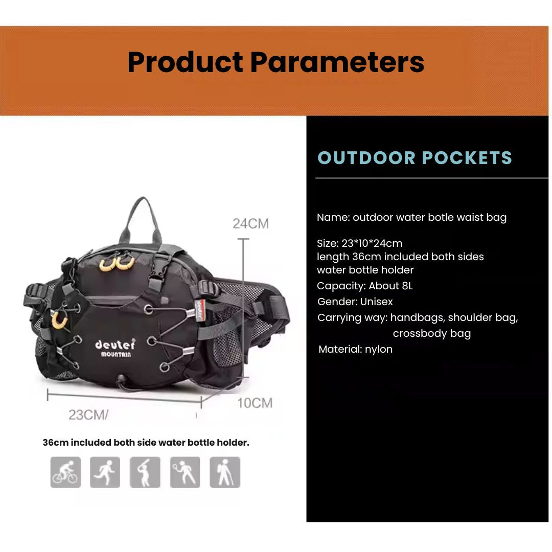 Hiking Waist Pack Waterproof 5L Padded Back