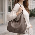 Hobo Bag Vegan Leather Adjustable Strap & Perforated Sides