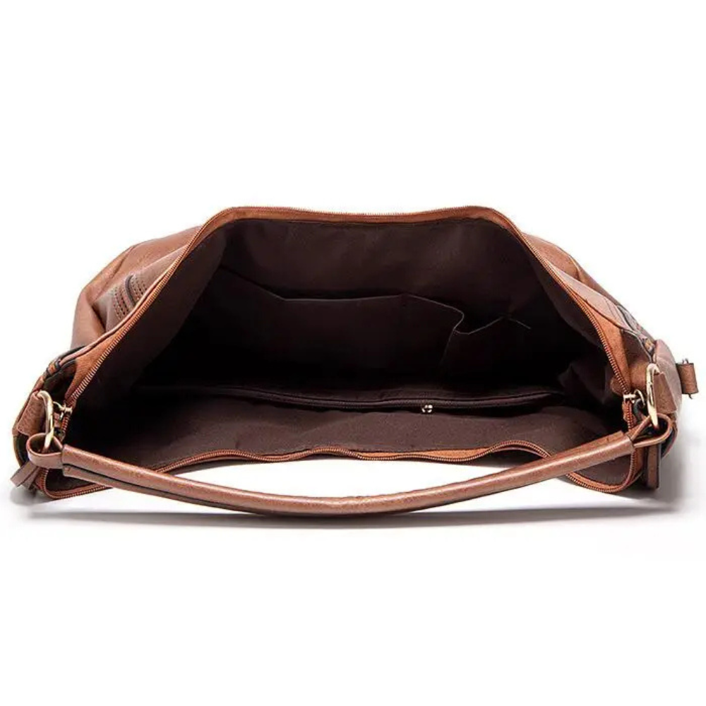 Hobo Bag Vegan Leather Adjustable Strap & Perforated Sides