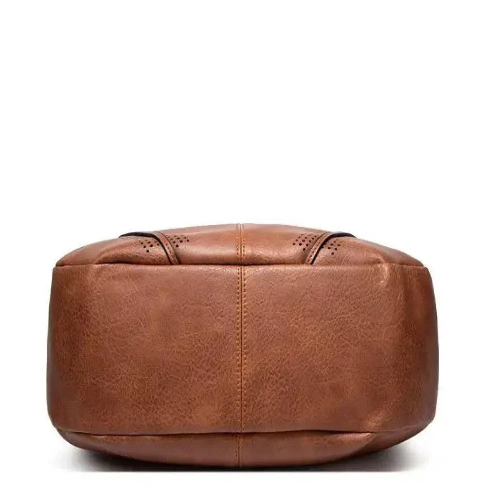 Hobo Bag Vegan Leather Adjustable Strap & Perforated Sides
