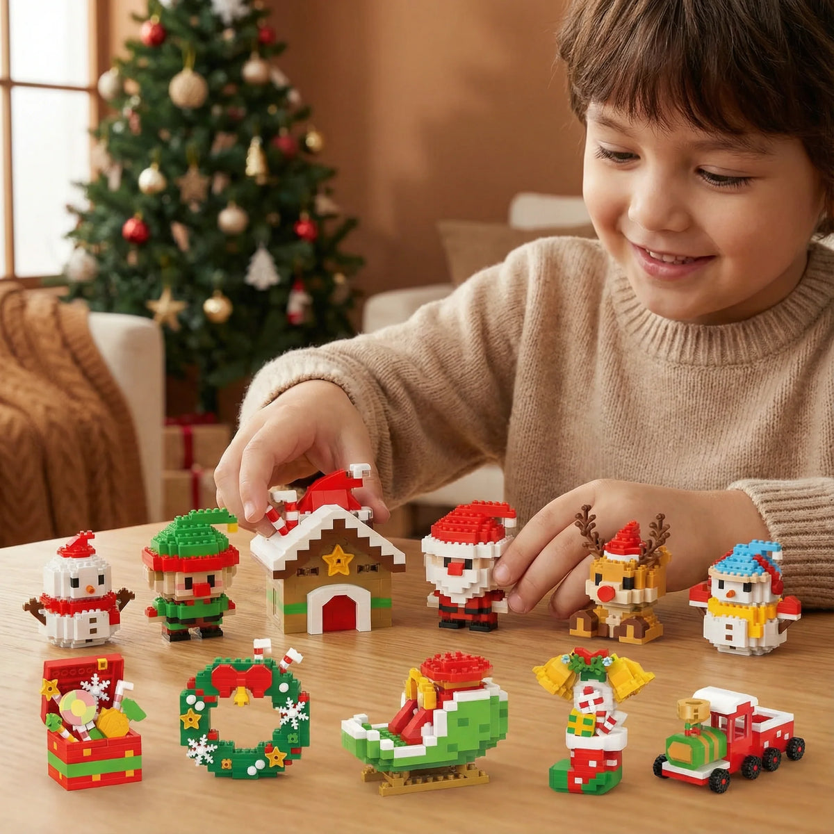 Holiday Building Block Set Interlocking Multi-Color Reusable