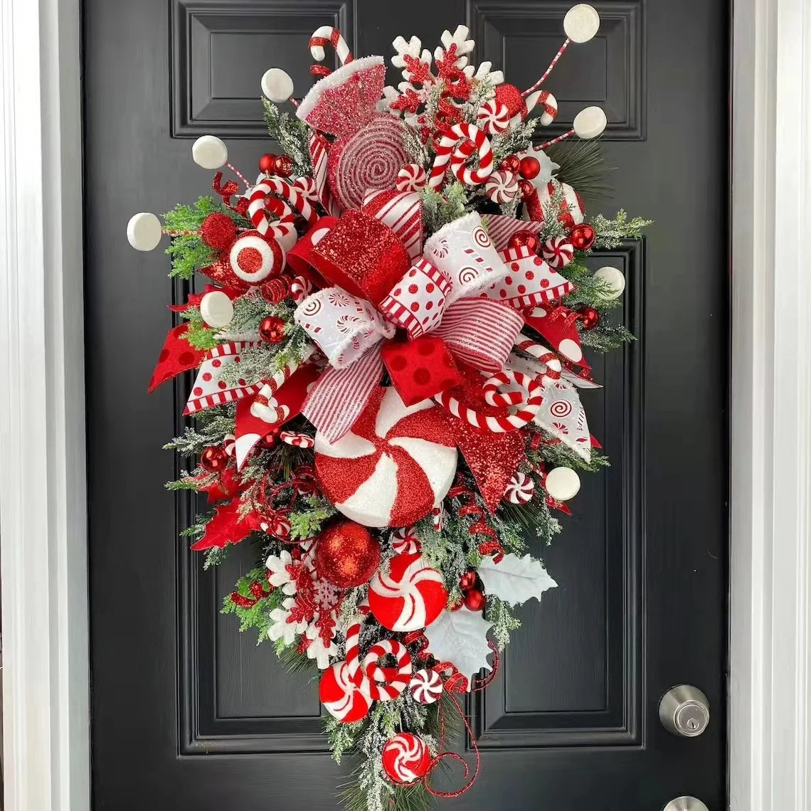 Holiday Centerpiece Ribbon & Candy Cane Accents