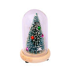 Holiday Display Dome LED-Lit Battery-Powered Glass & Wood Base