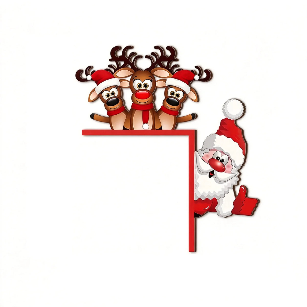 Holiday Door Decor Santa & Reindeer Peek-Over Easy Hang