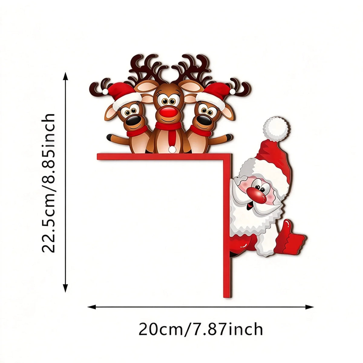 Holiday Door Decor Santa & Reindeer Peek-Over Easy Hang