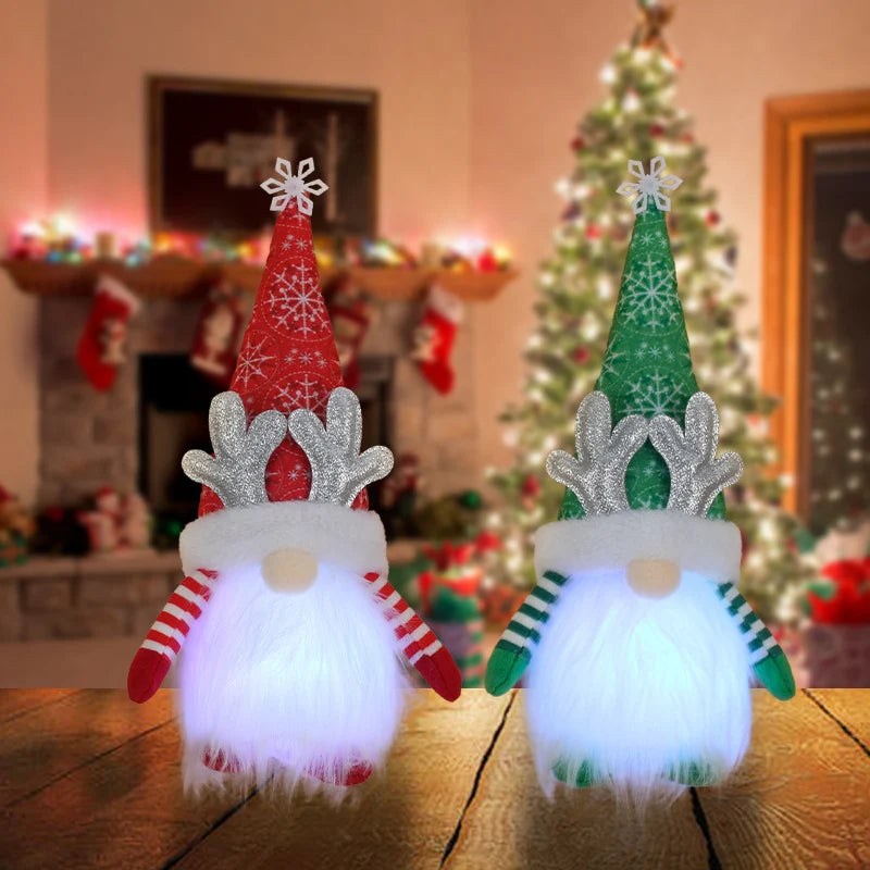 Holiday Gnome Figurine Festive Snowflake Hat & Antlers