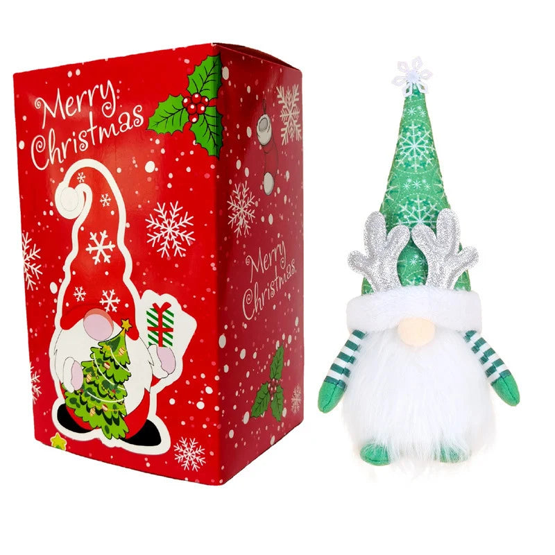 Holiday Gnome Figurine Festive Snowflake Hat & Antlers