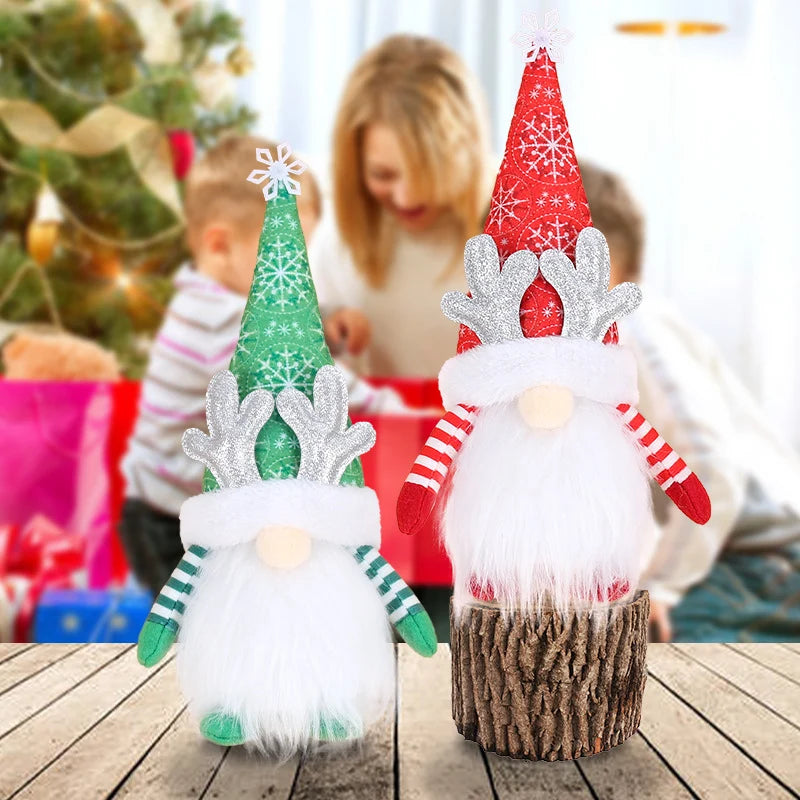 Holiday Gnome Figurine Snowflake Hat & Sparkling Antlers
