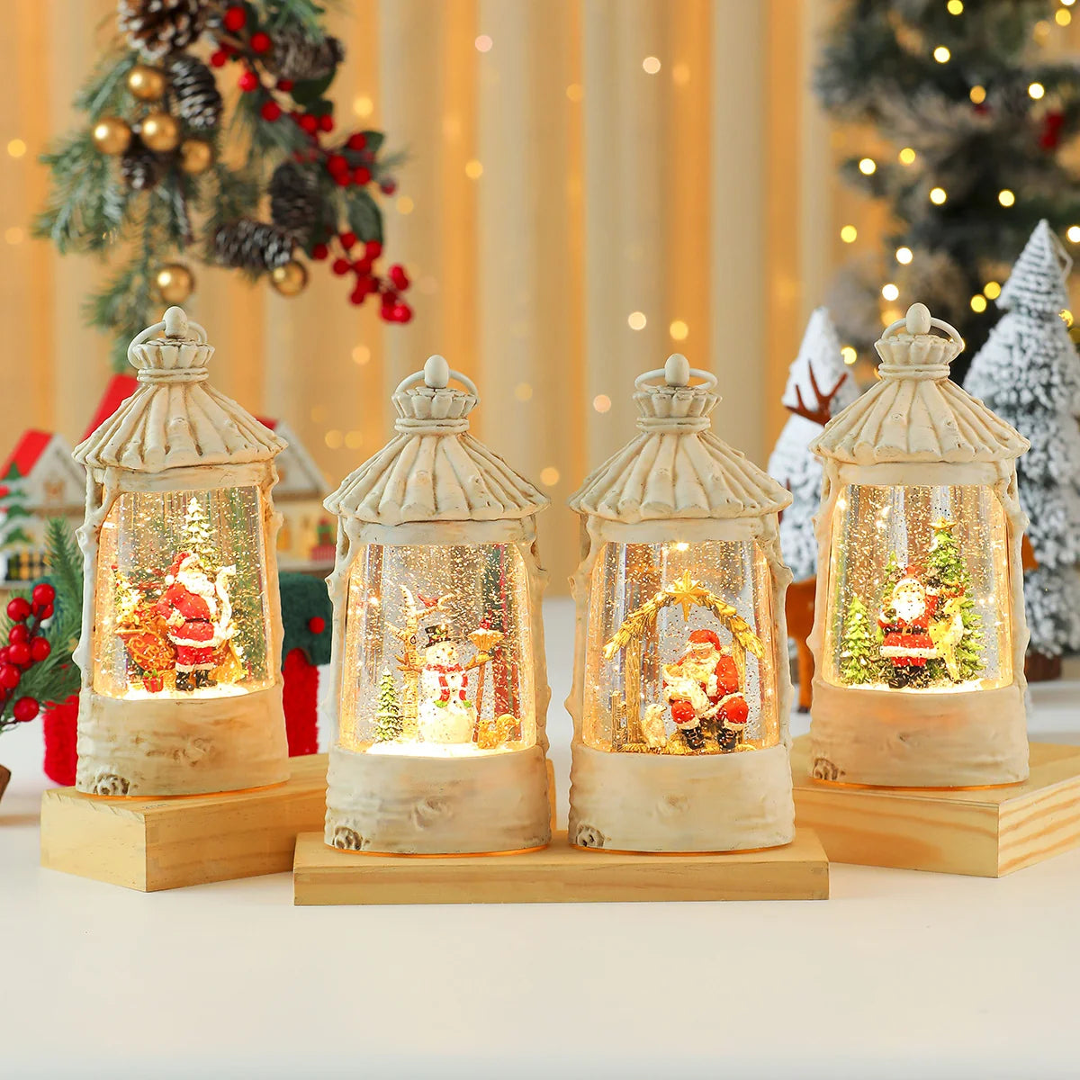 Holiday Lantern Built-In LED Warm Glow Indoor & Outdoor