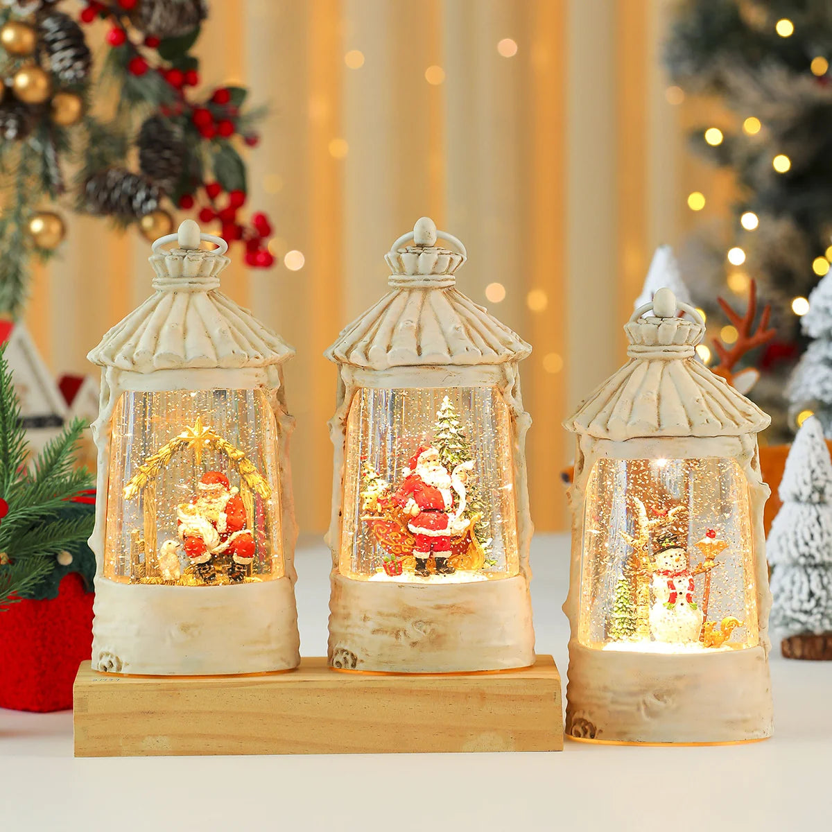 Holiday Lantern Built-In LED Warm Glow Indoor & Outdoor