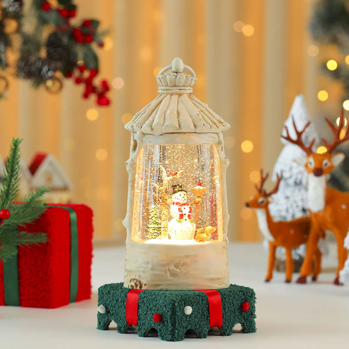 Holiday Lantern Built-In LED Warm Glow Indoor & Outdoor