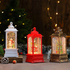 Holiday Lantern Illuminated Santa Snowfall Red Finish