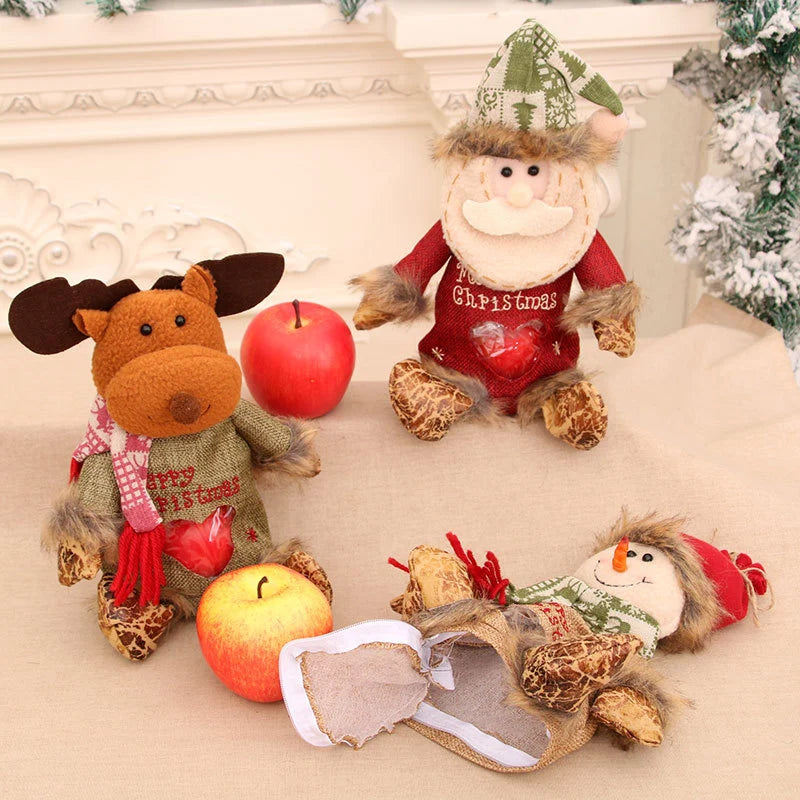Holiday Moose Figurine Soft Plush Cozy Scarf Tabletop Decor