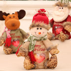 Holiday Moose Figurine Soft Plush Cozy Scarf Tabletop Decor