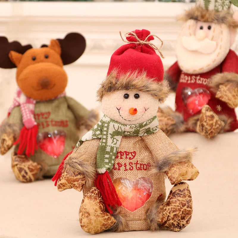 Holiday Moose Figurine Soft Plush Cozy Scarf Tabletop Decor