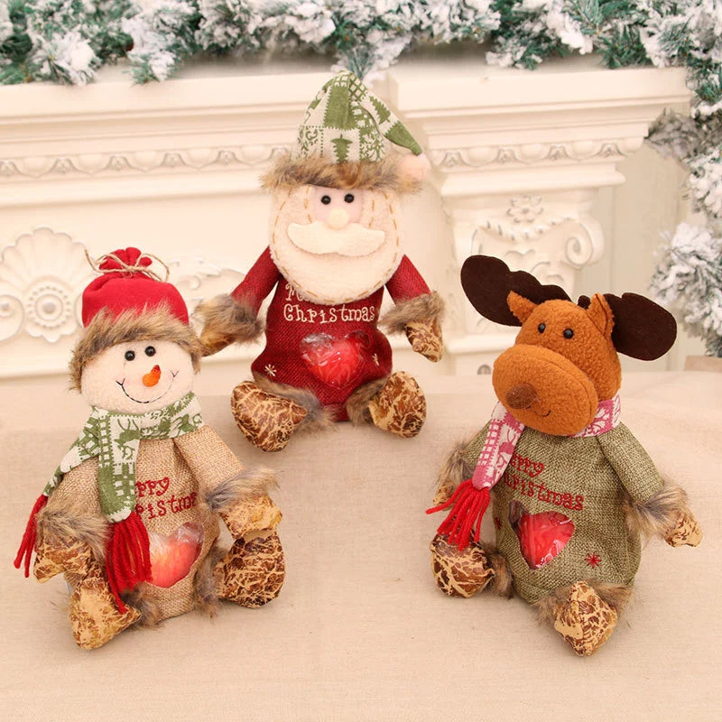 Holiday Moose Figurine Soft Plush Cozy Scarf Tabletop Decor