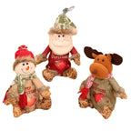 Holiday Moose Figurine Soft Plush Cozy Scarf Tabletop Decor