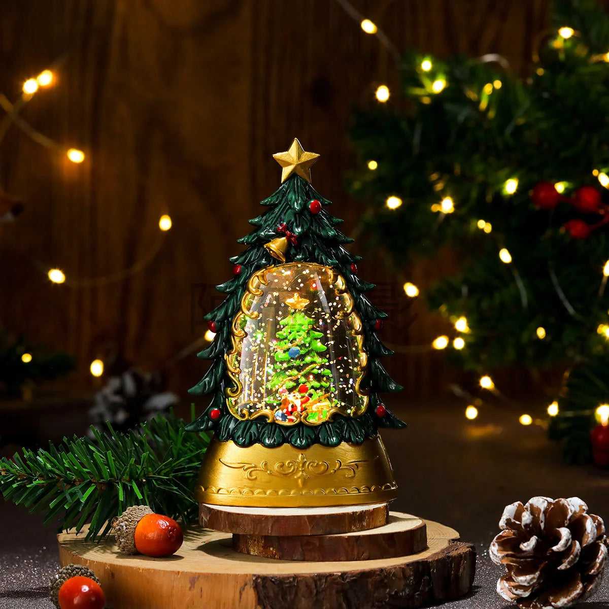 Holiday Snow Globe LED Illuminated Battery Free