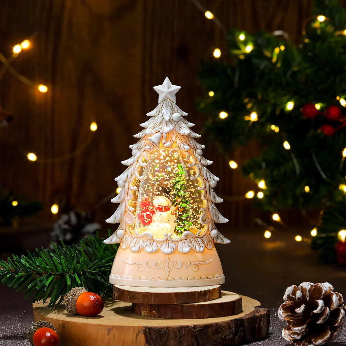Holiday Snow Globe LED Illuminated Battery Free
