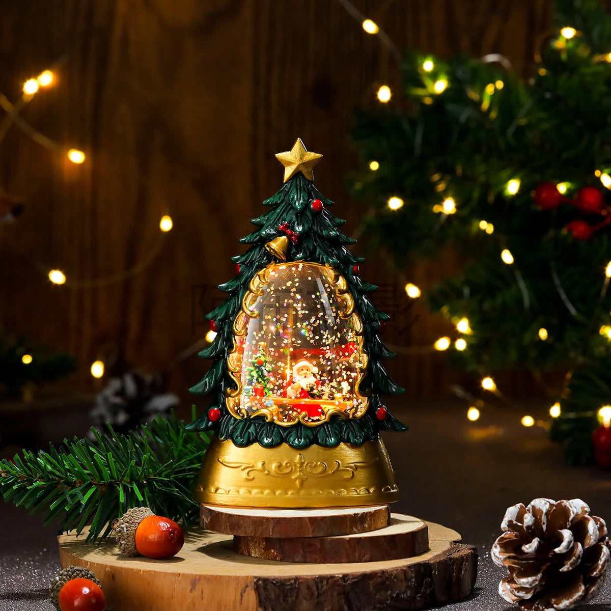 Holiday Snow Globe LED Illuminated Battery Free
